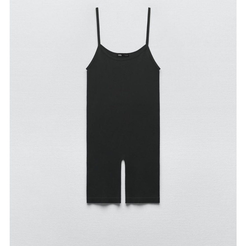 Zara Black Fitted Spaghetti-Strap Romper